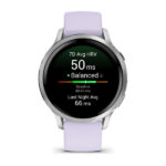 Garmin Venu 4 - 41 mm, Silver with Periwinkle Silicone Band - Image 3